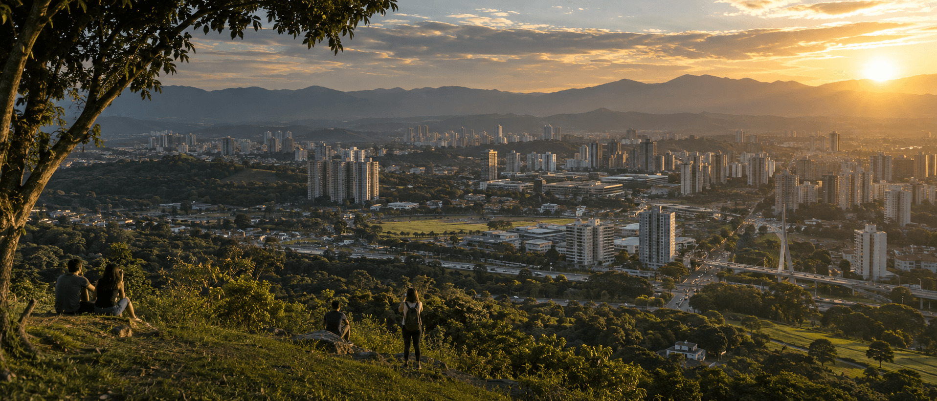 Vista panorâmica de São José dos Campos ao pôr do sol